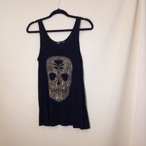 Metallic Embellished Skull Tank